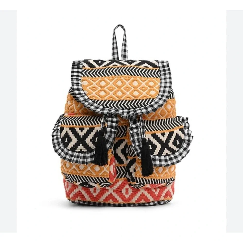 America & Beyond Boho Woven‎ Backpack